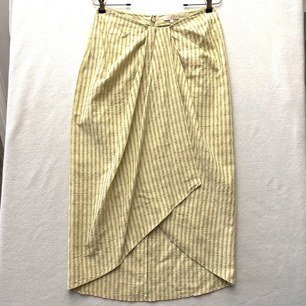 Rebecca‎ Taylor Sz 6 Faux Wrap Lightweight Skirt Dark And Light Green